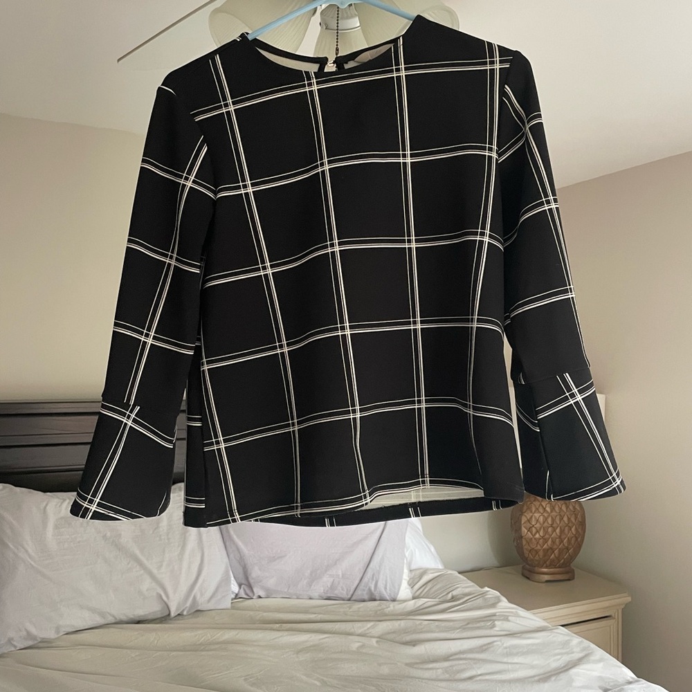 H&M Black and White Plaid Women's Top